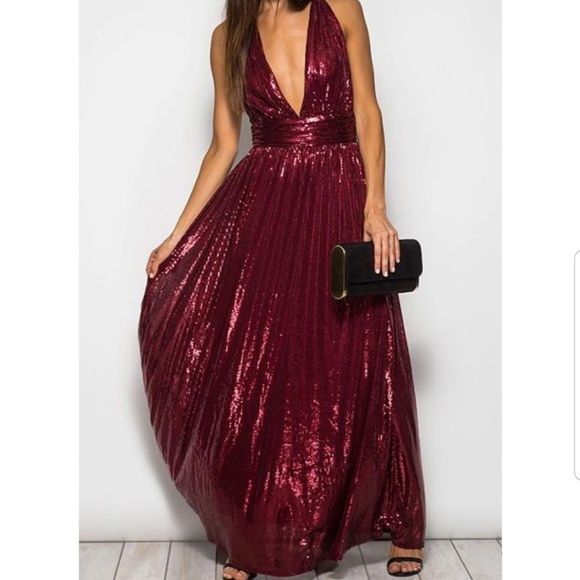 red wine sequin dress